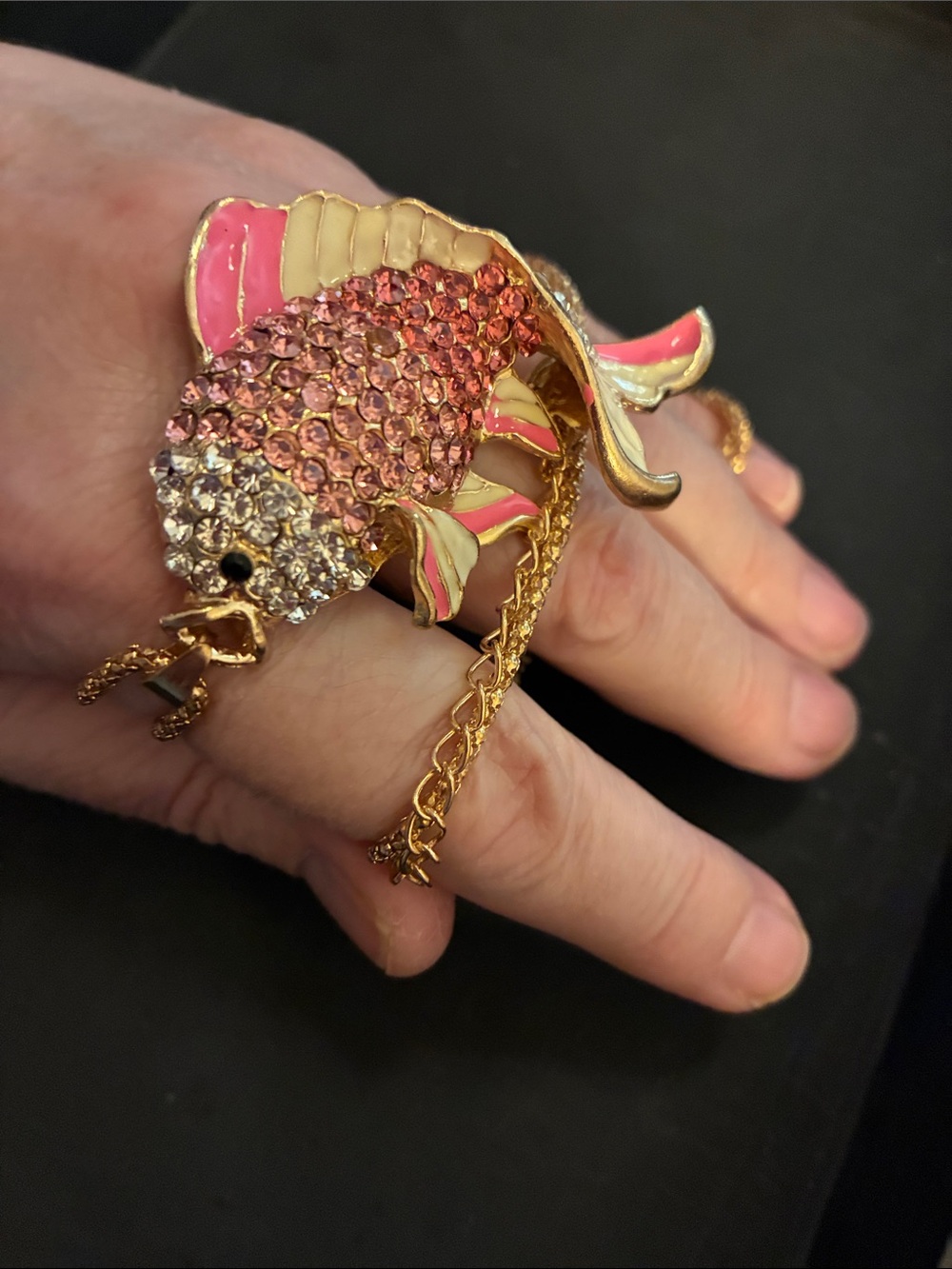 Pink Crystal Koi Fish Statement Necklace